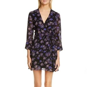 Ganni purple floral dress georgette wrap